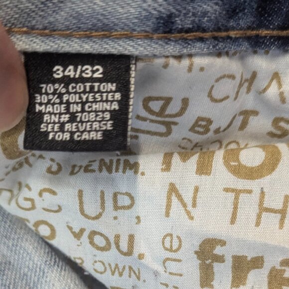 CJ Black Premium Jeans Slim Distressed Men's Size 34x32 Acid Wash - Picture 11 of 16